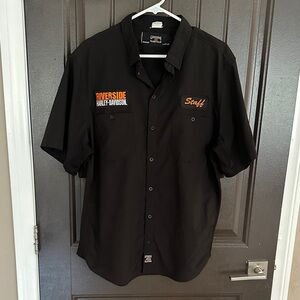 Harley-Davidson Black and Orange Men's Button Down Shirt